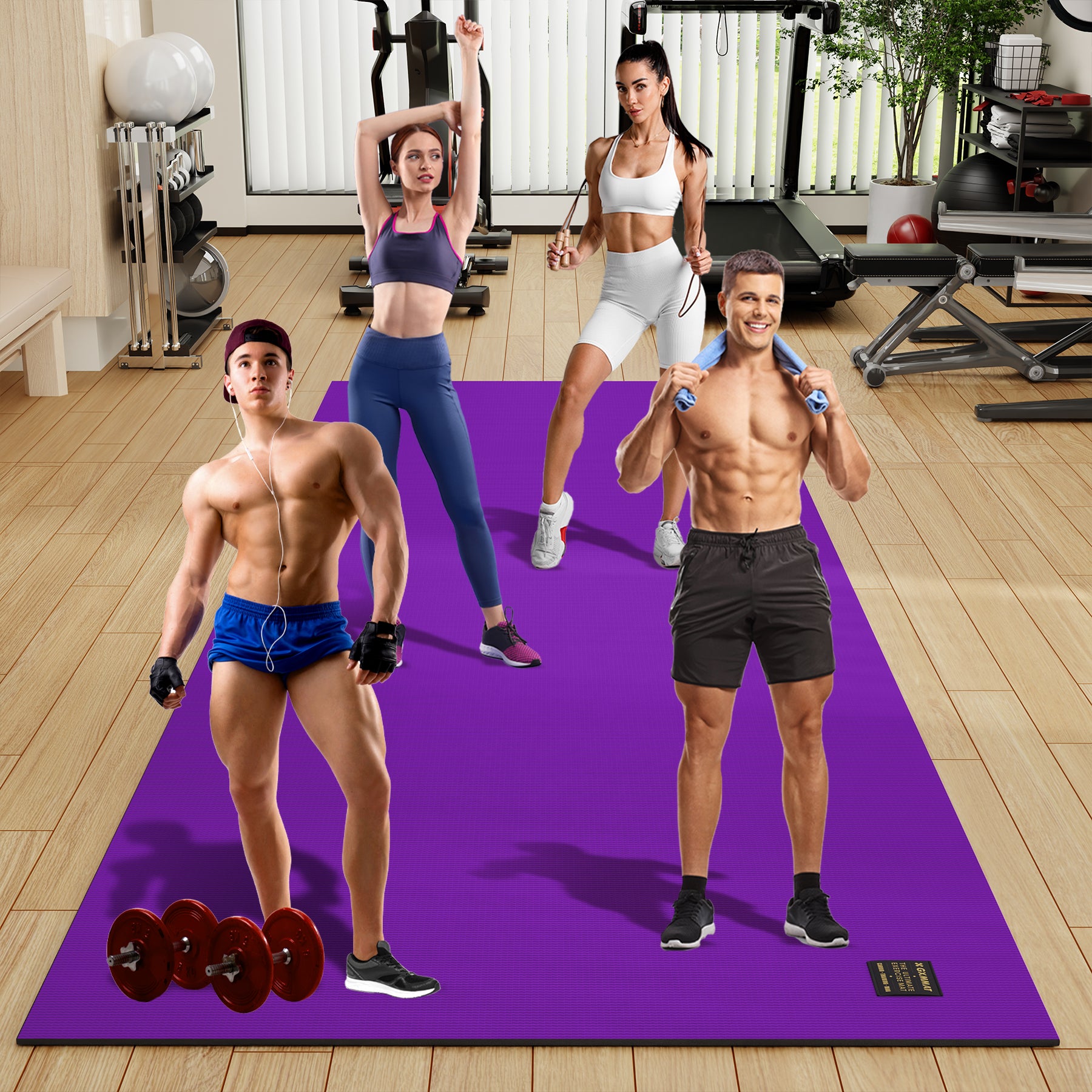 GXMMAT Large Exercise Mat 6'x16' Purple #color_purple