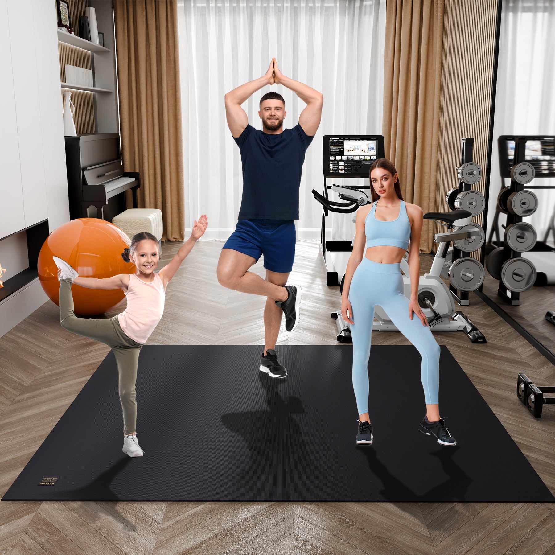 GXMMAT Large Exercise Mat 7' Black