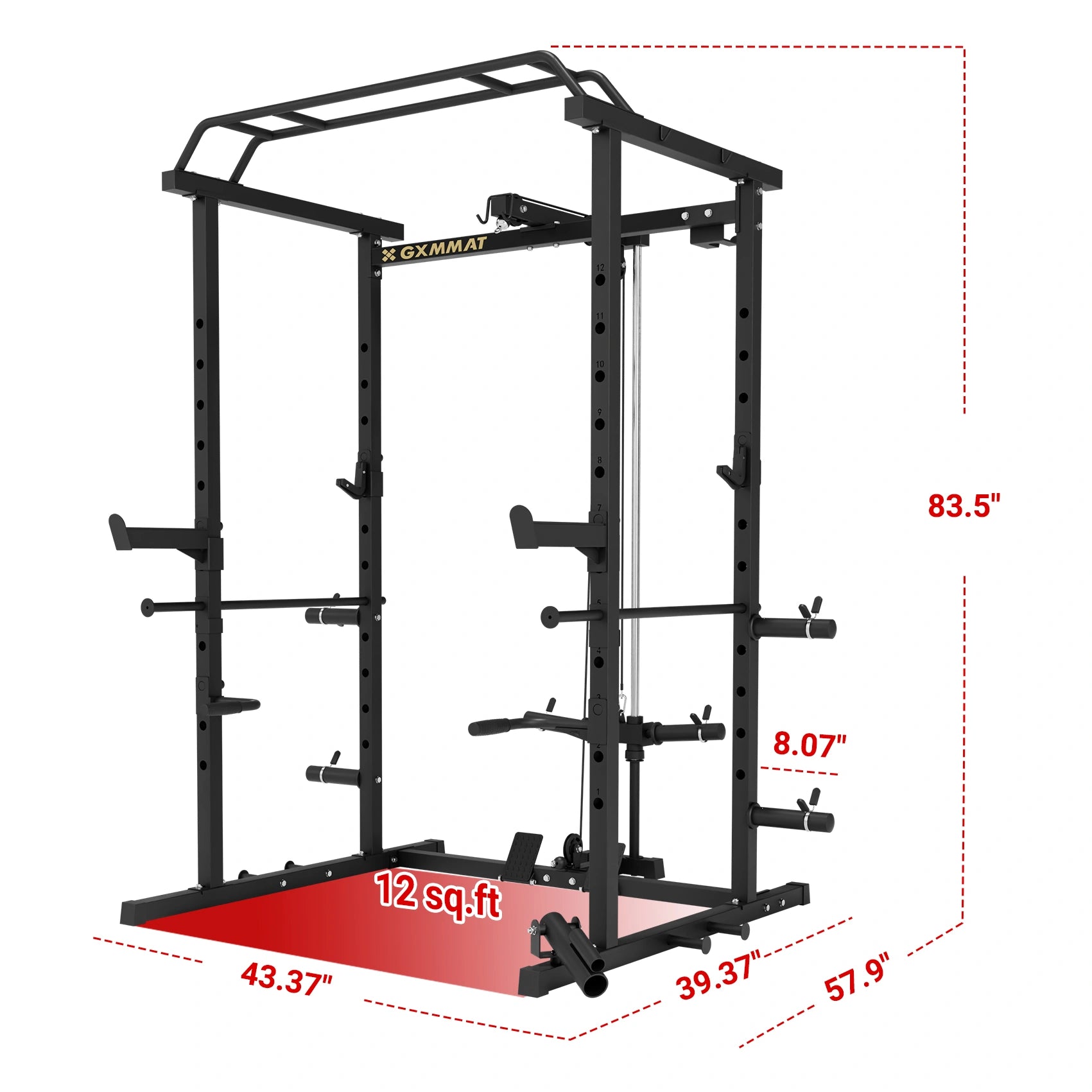 GXMMAT G5 Power Rack Size #color_black