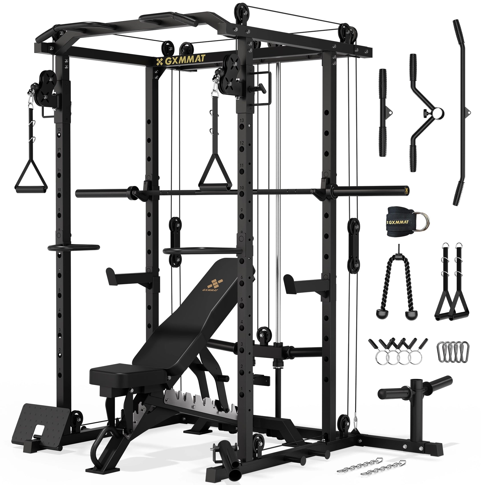 GXMMAT V6 Power Rack_Weight Bench_Barbell Package Black #color_black