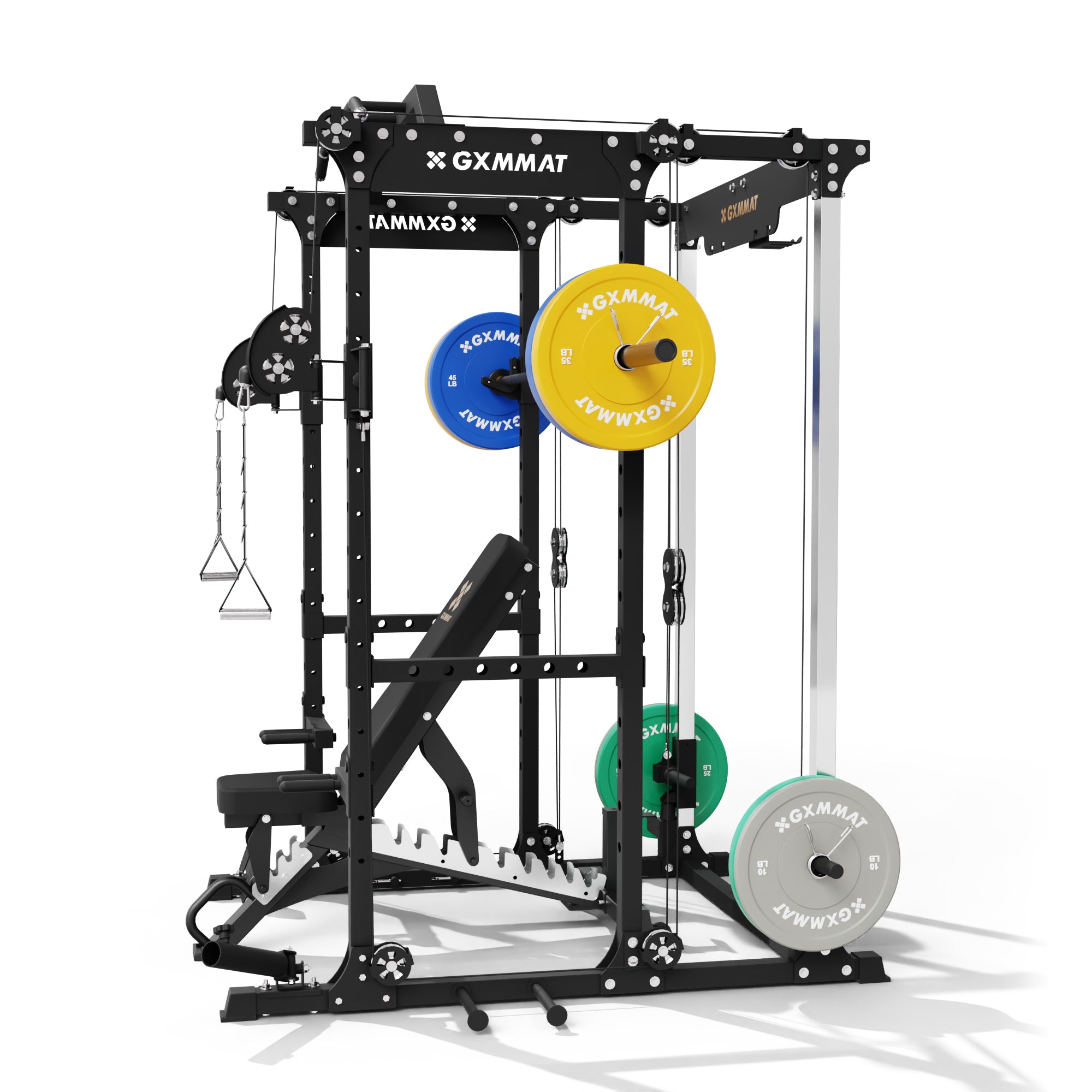 GXMMAT_X6_Power_Rack_Weight_Bench_Barbell_Bumper_Plate_Set_230lbs_Package_5