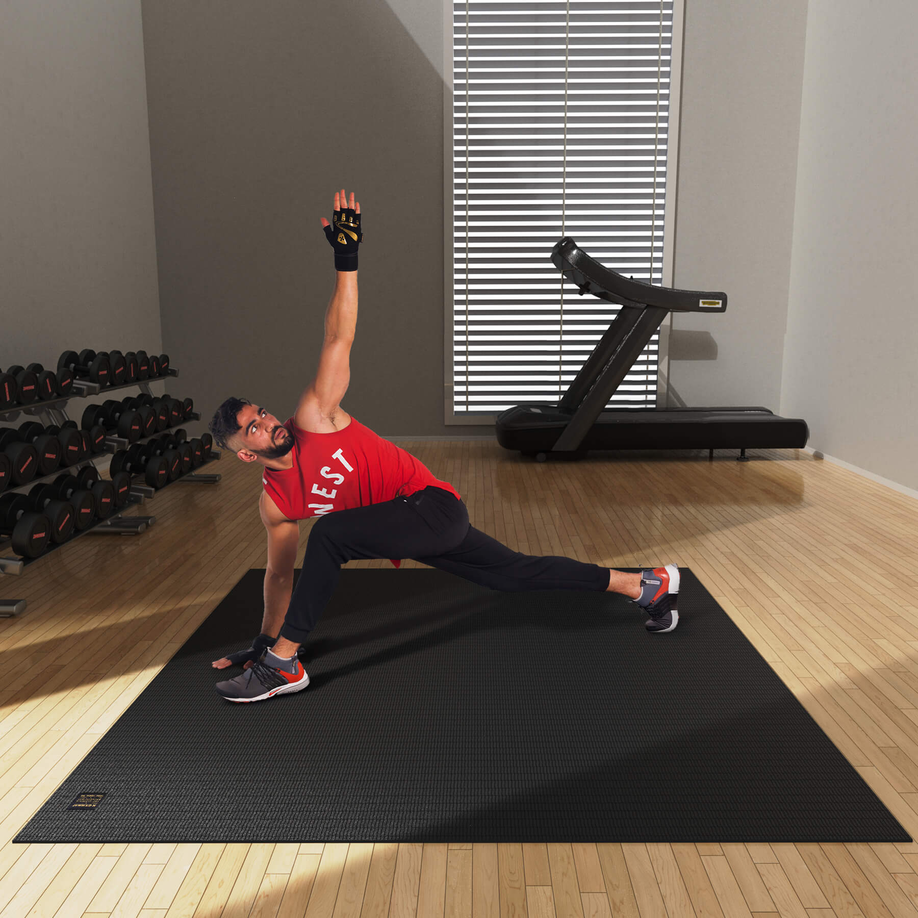 GXMMAT Large Exercise Mat 6'x6' Black #color_black