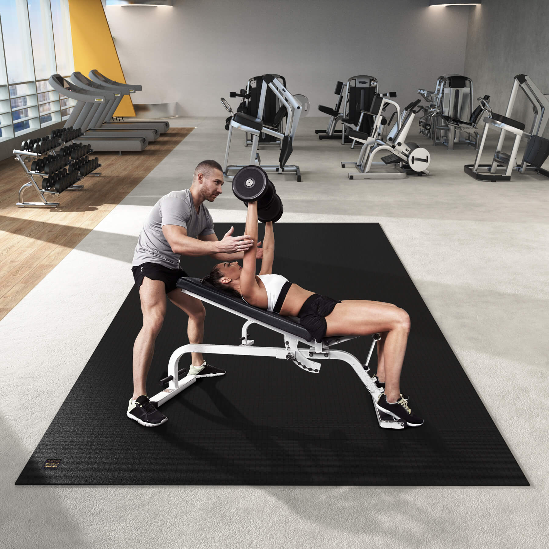 GXMMAT Large Exercise Mat 6'x12' Black #color_black