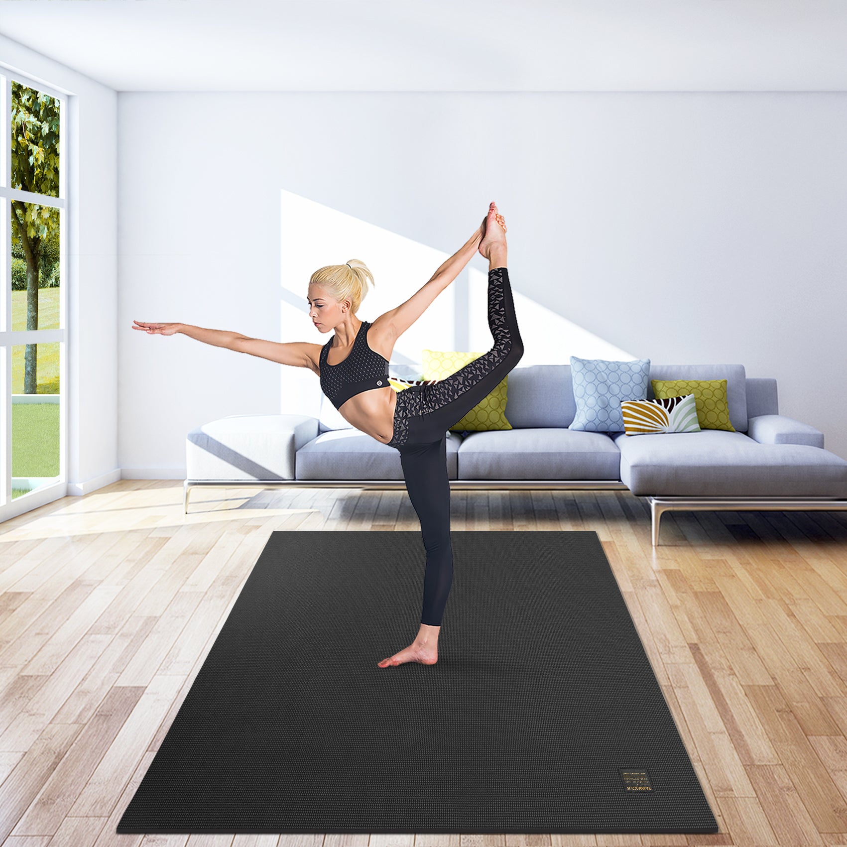 GXMMAT Large Yoga Mat 6'x4' Black #color_Black Real