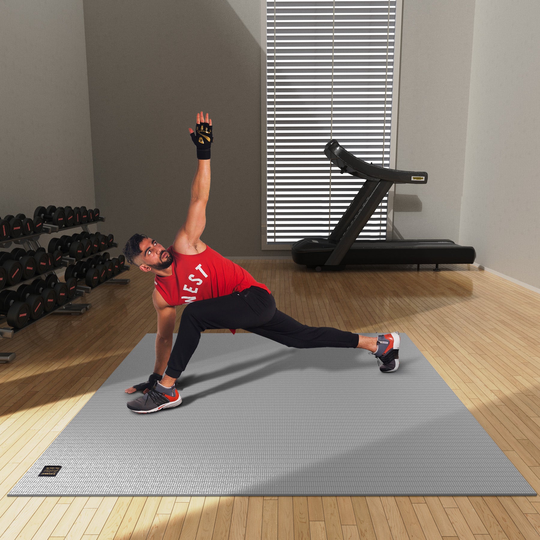 GXMMAT Large Exercise Mat 6'x6' Gray #color_gray