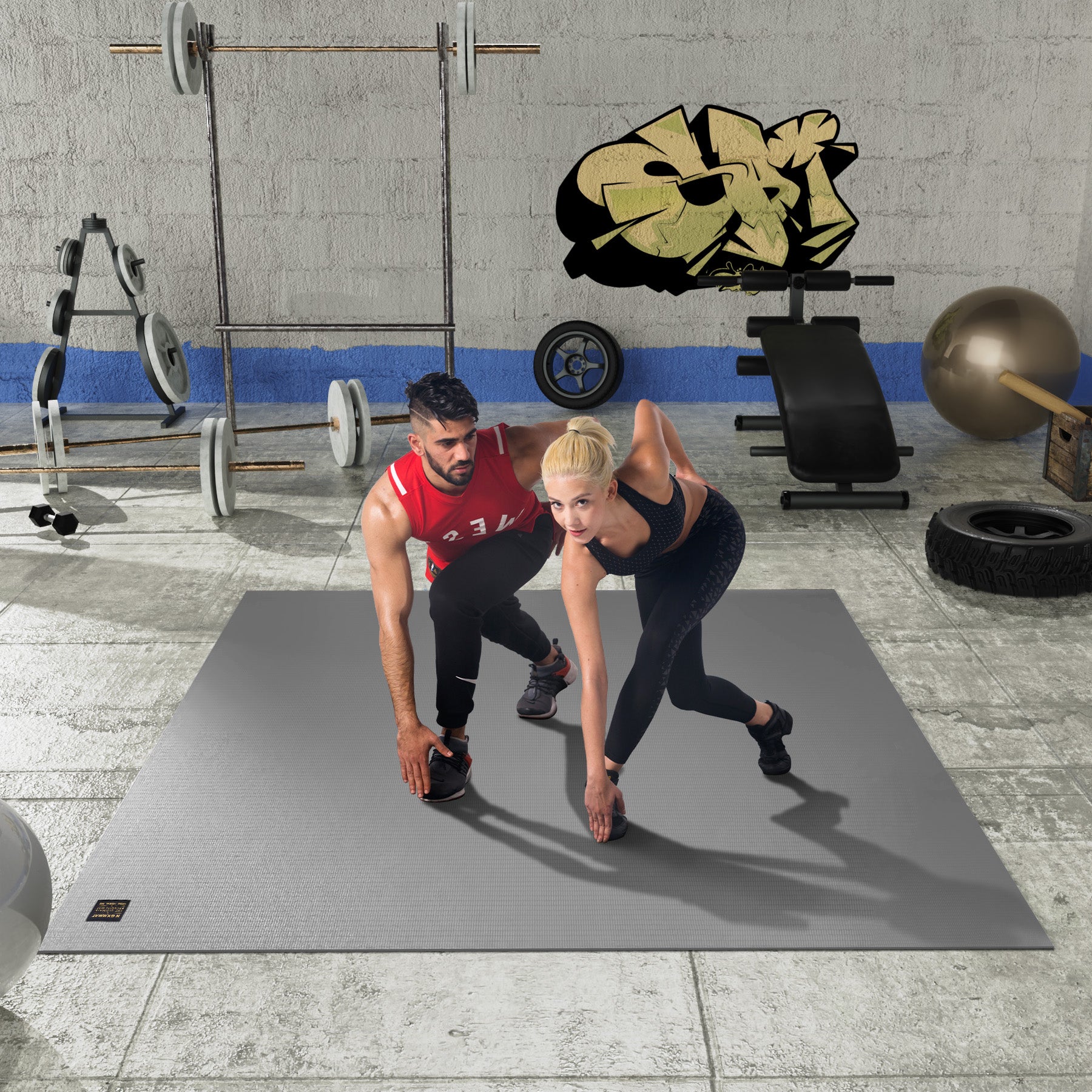 GXMMAT Large Exercise Mat 6'x8' Gray #color_gray