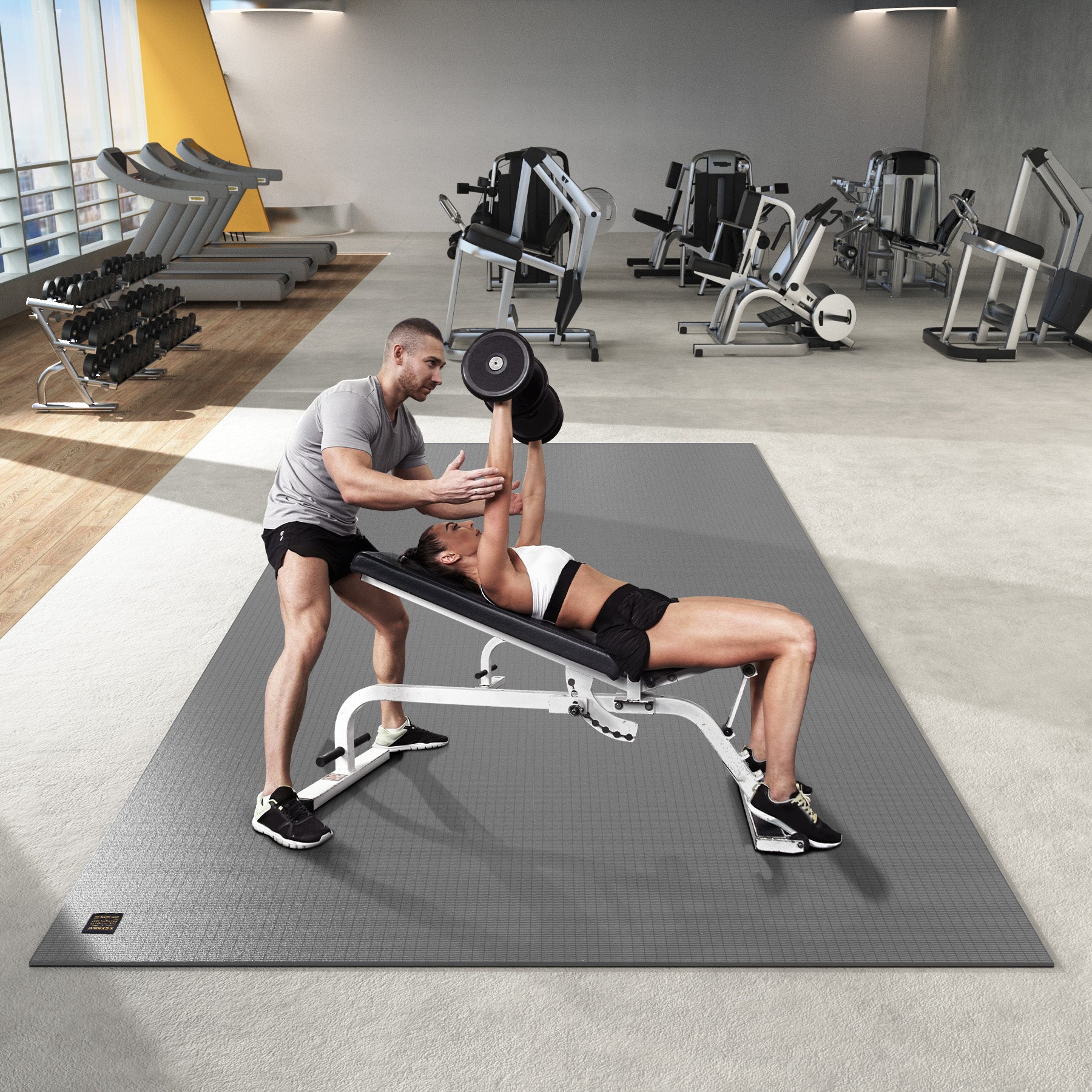 GXMMAT Large Exercise Mat 6'x12' Gray #color_gray