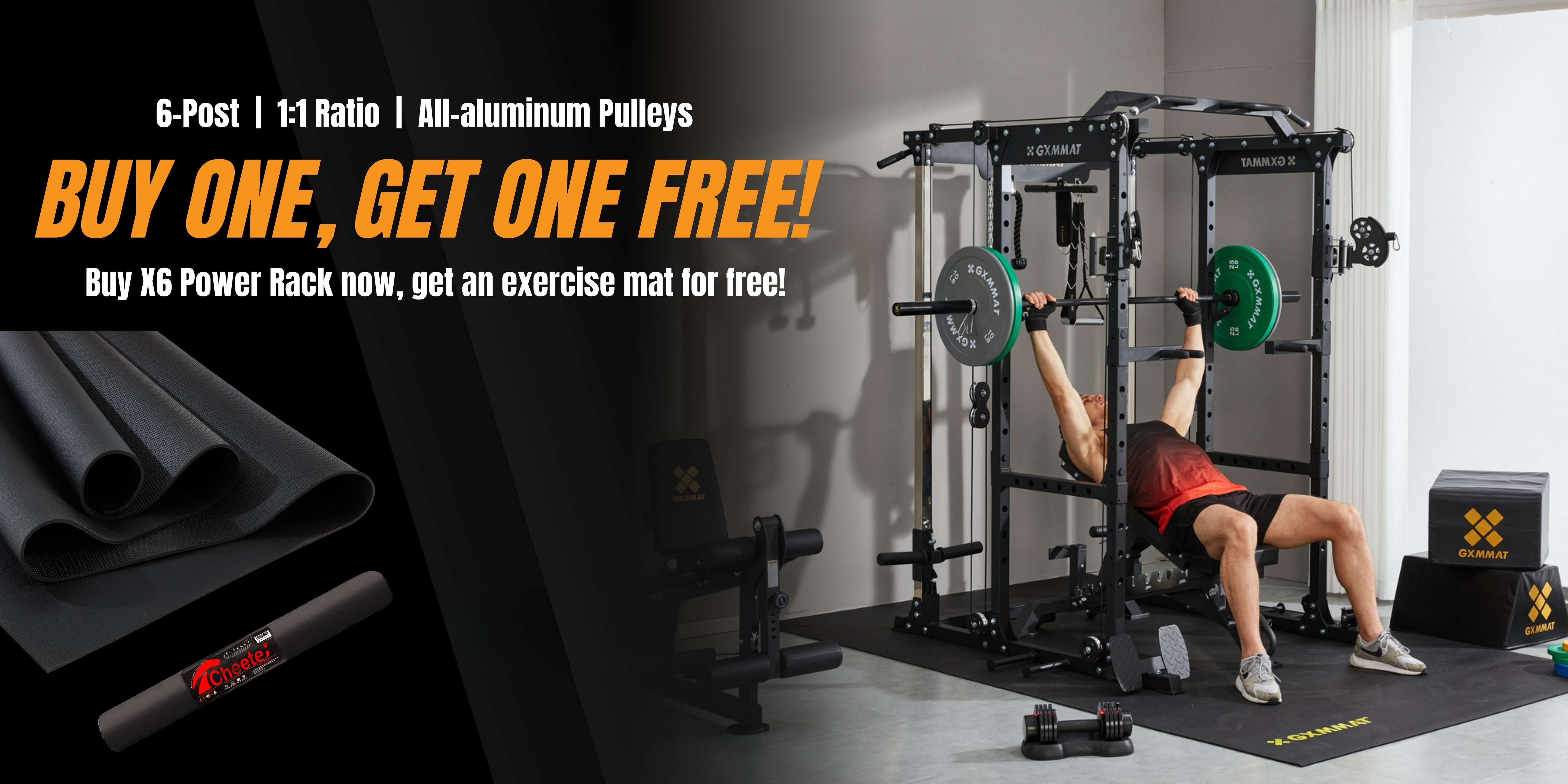 GXMMAT Limited-Time Launch Offer: Get a FREE Extra-Large Exercise Mat ($200 value) with the purchase of the new X6 Power Rack!
