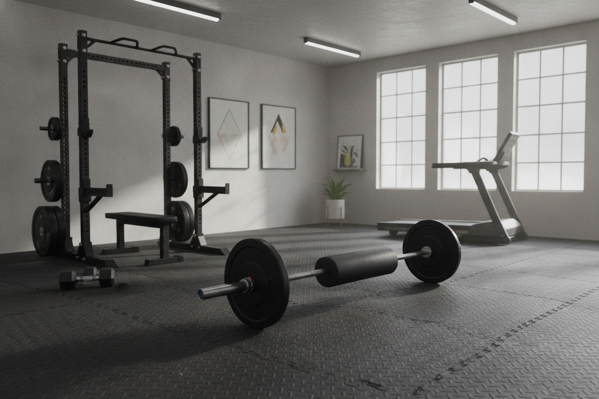 Barbell Floor Glute Bridge: Biomechanical Setup, Movement Execution, and Protective Mat Staging