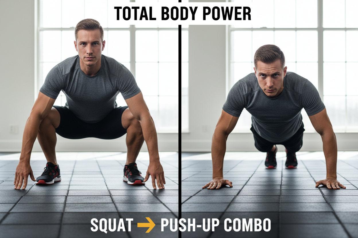 How to Build Total Body Conditioning With The Squat Push Up Combo