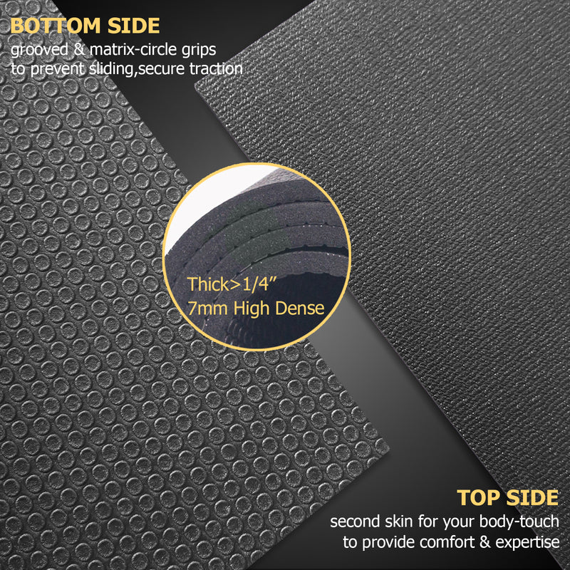 Gxmmat NEW UPGRADED EXERCISE MATS - Extra Wide 7 feet, 3 Popular Size: 7x8/7x10/7x12 to Fit Your Space Requirements