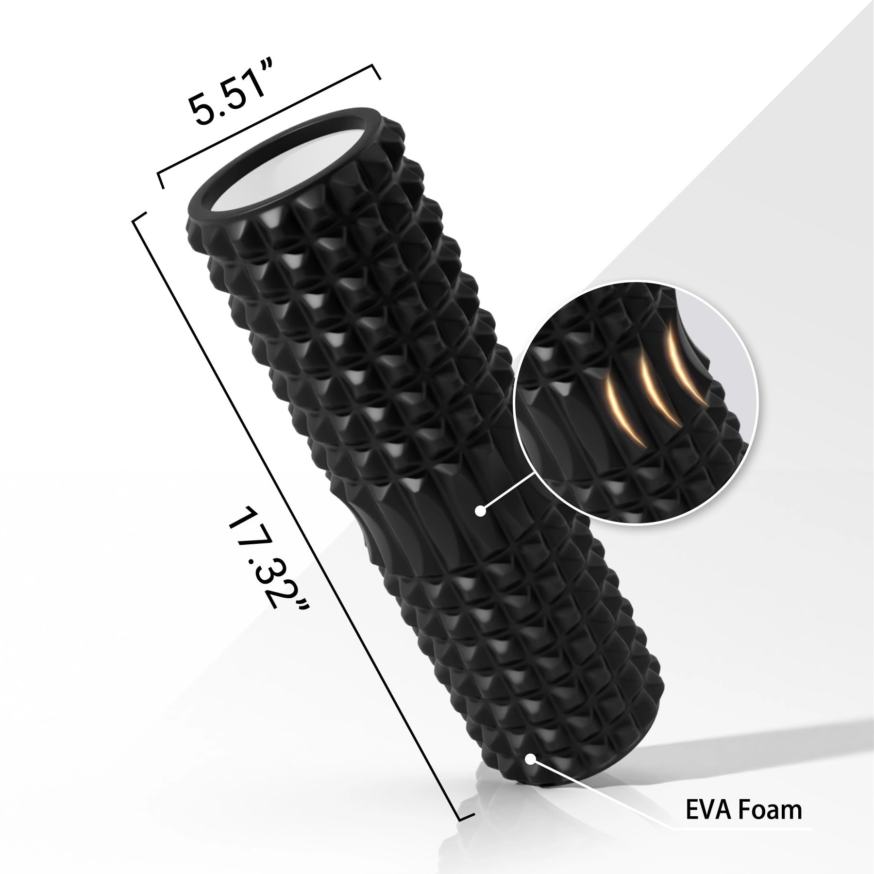 GXMMAT Foam Roller  17.3" | Hollow | Wave | Black