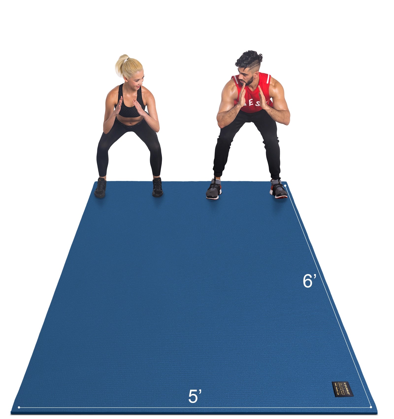 GXMMAT Large Exercise Mat 6'x5' Blue #color_blue