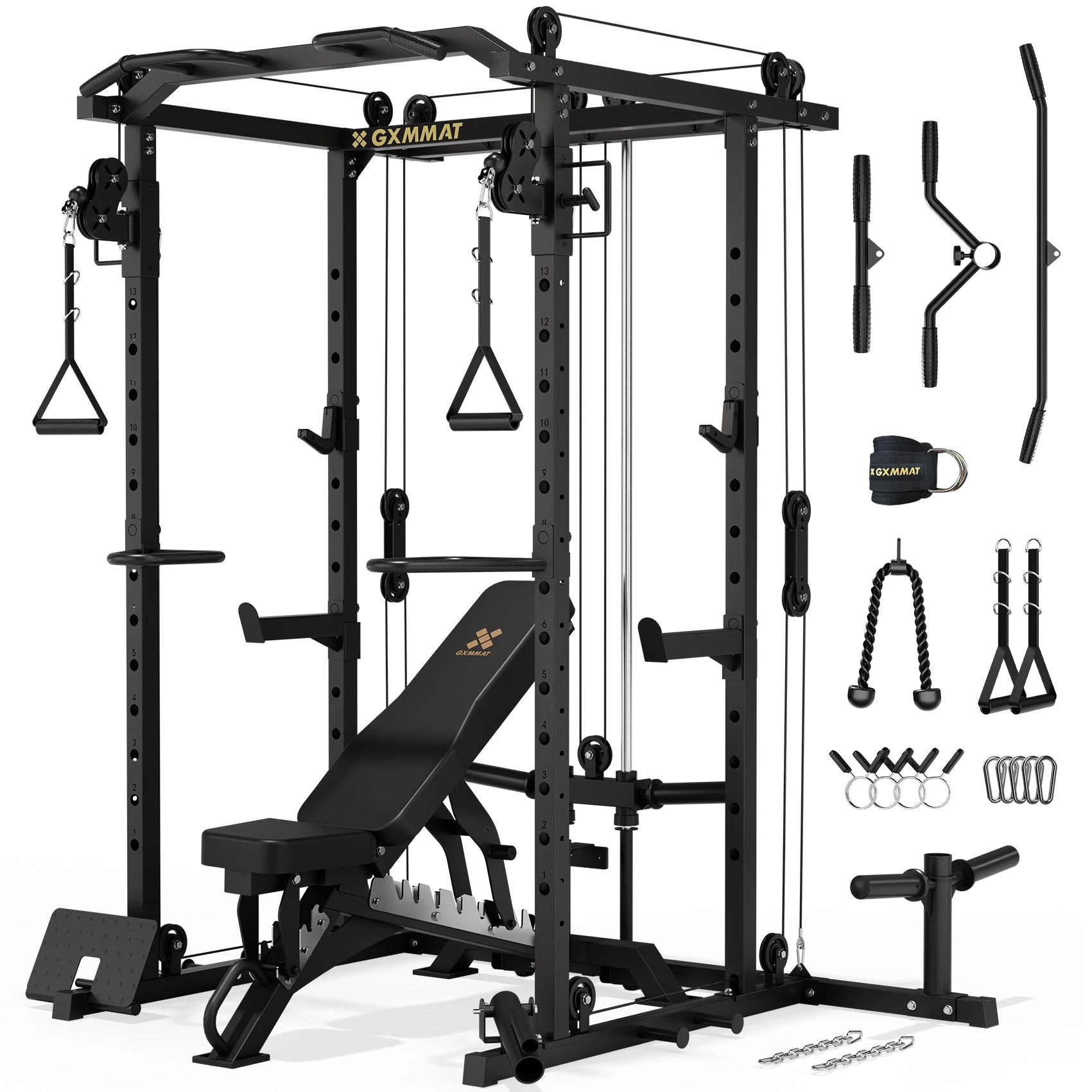 GXMMAT V6 Power Rack_Weight Bench Package Black #color_black