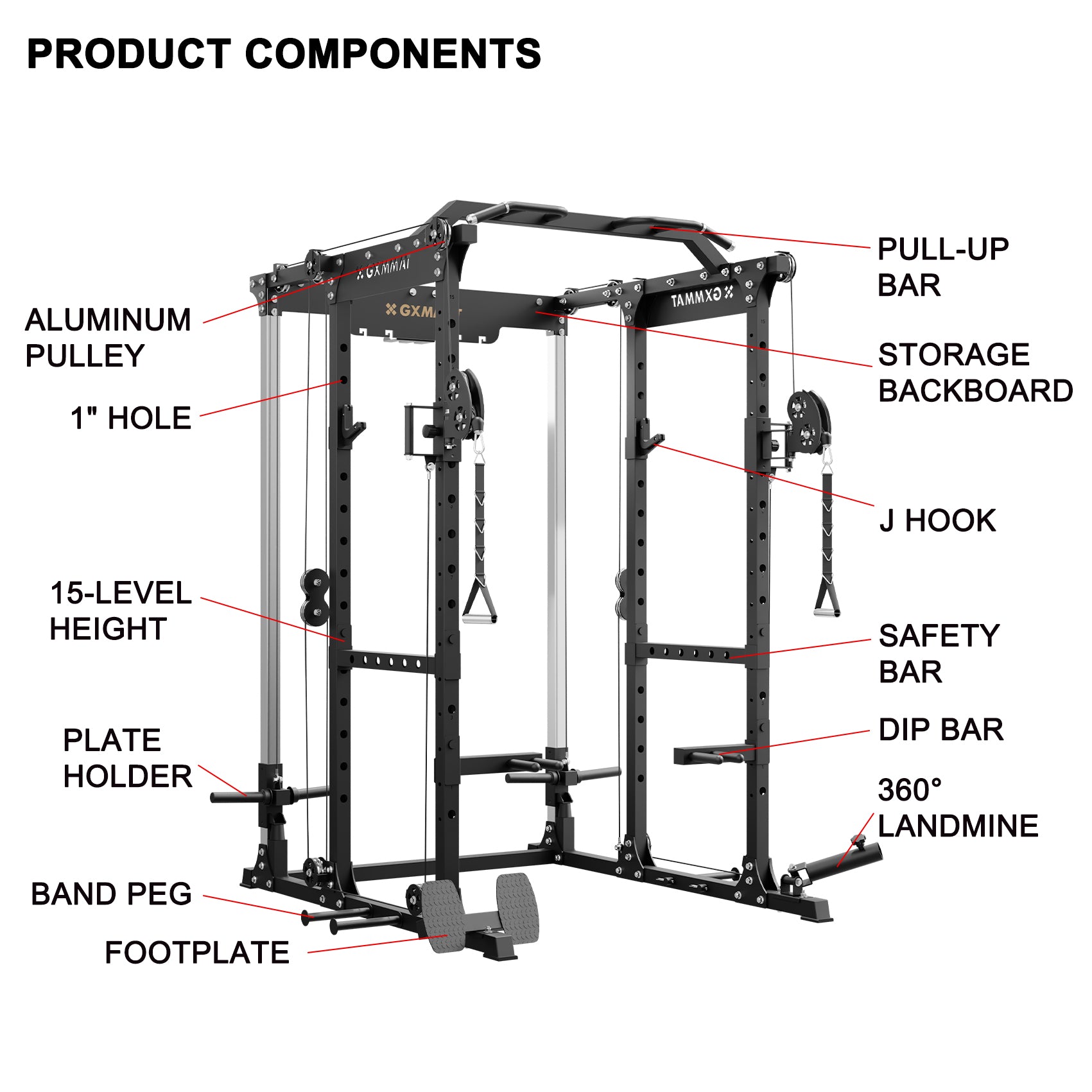 GXMMAT X6 Power Rack Components