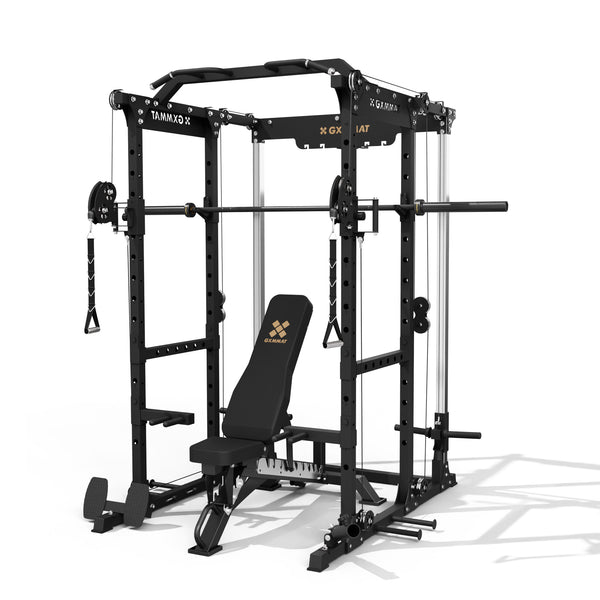 GXMMAT X6 Power Rack + Weight Bench + Barbell Package