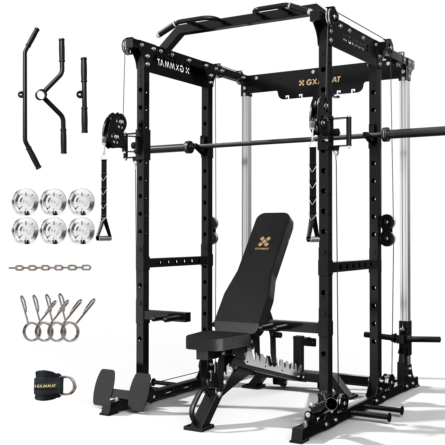 GXMMAT_X6_Power_Rack_Weight_Bench_Barbell_Package_4