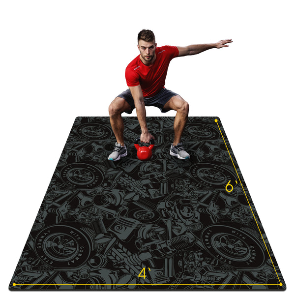 GXMMAT Extra Large Rubber Exercise Mat 6'x4'x5mm
