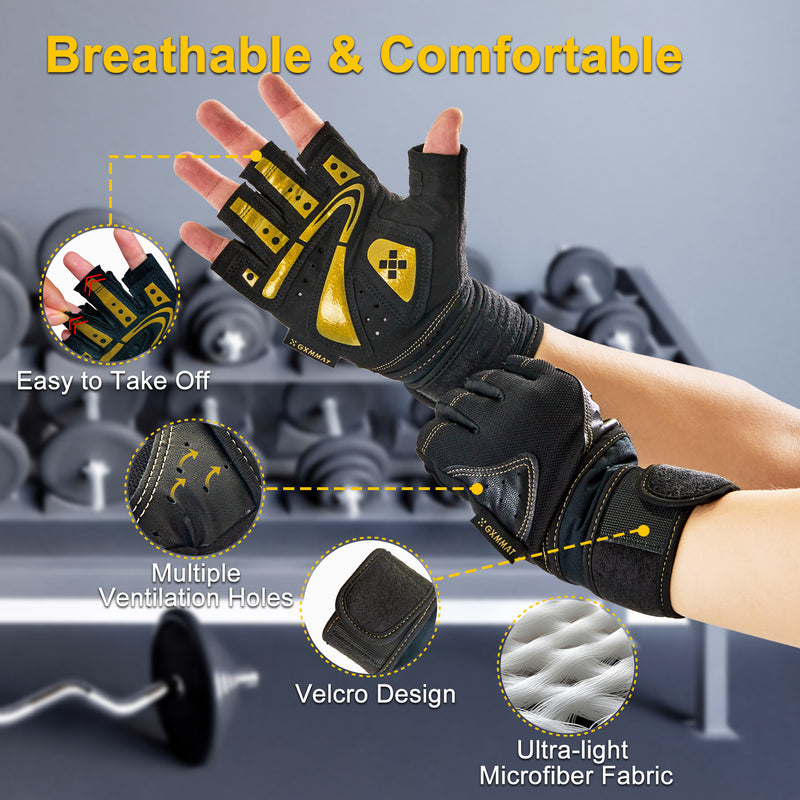 Weightlifting Gloves Men Women Non-slip Breathable Four Finger Fitness  Exercise Gloves Workout Grip Gloves Size M