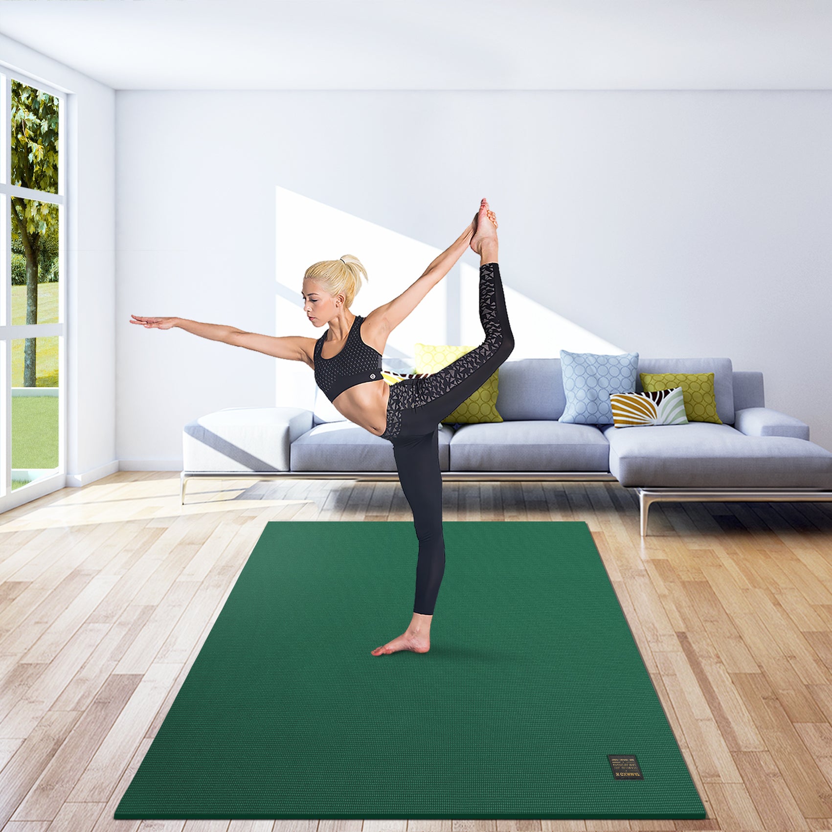 Gxmmat Large Yoga Mat with barefoot 6'x4'x7mm Thick Workout Mat for Home Gym