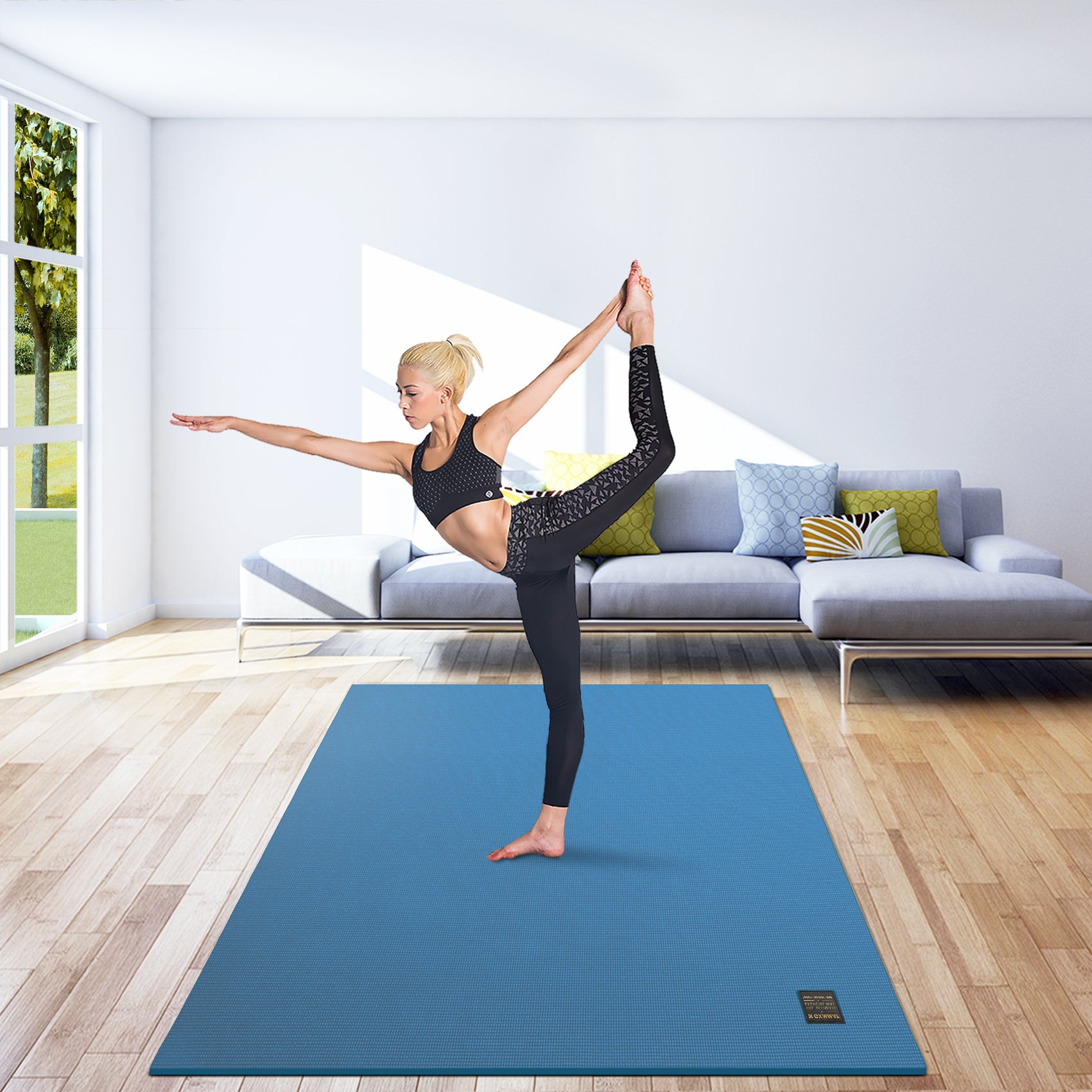 Gxmmat Large Yoga Mat with barefoot 6'x4'x7mm Thick Workout Mat for Home Gym