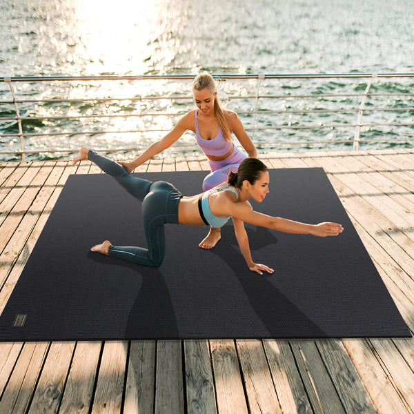 Large Yoga Mat with barefoot 6'x6'