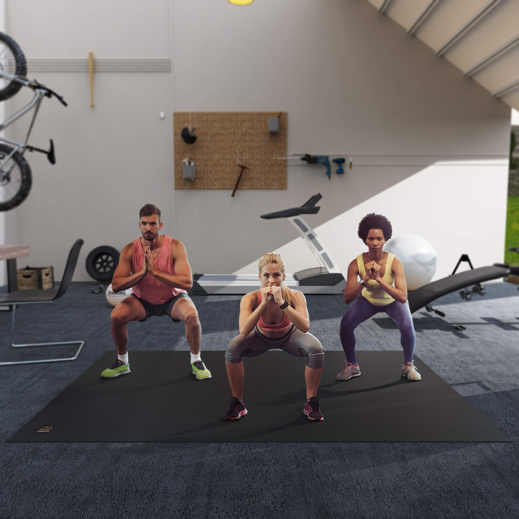 GXMMAT Large Exercise Mat 6'x10' Black #color_black