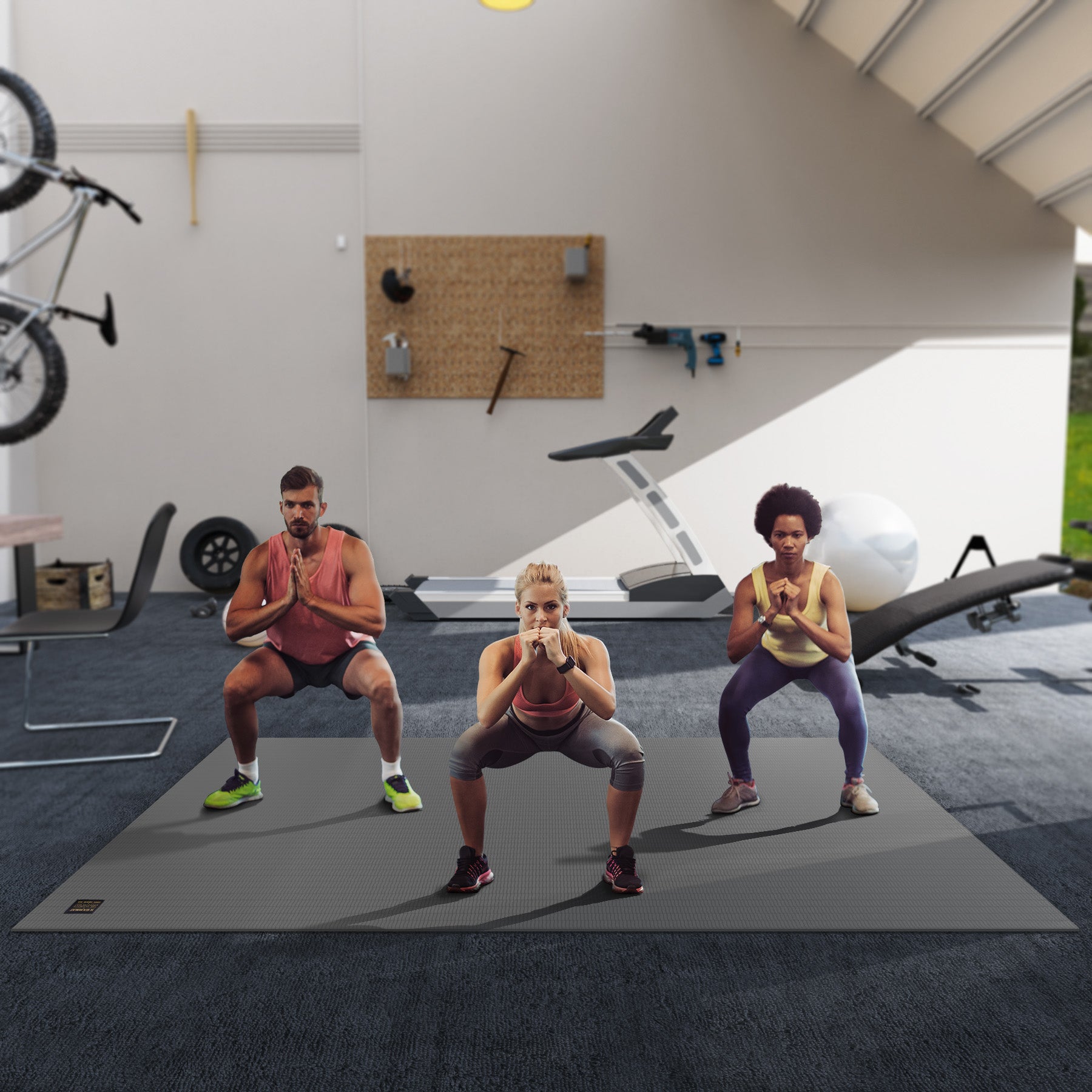 GXMMAT Large Exercise Mat 6'x10' Gray #color_gray