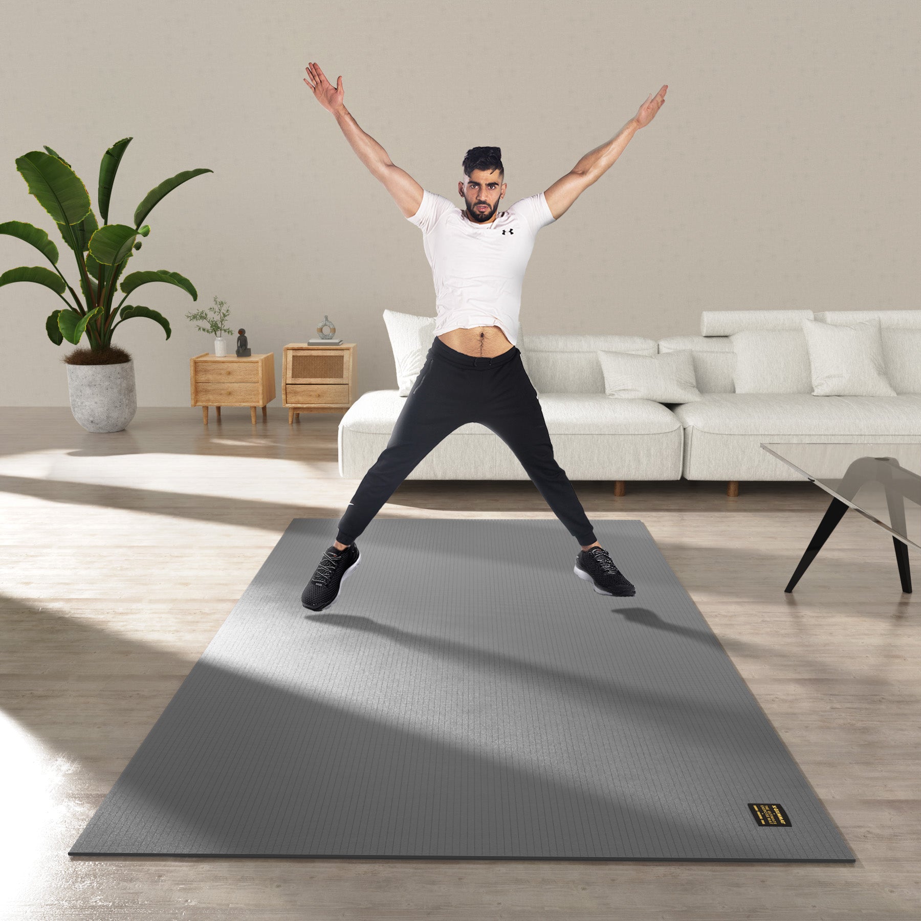 GXMMAT Large Exercise Mat 6'x4' Gray #color_gray