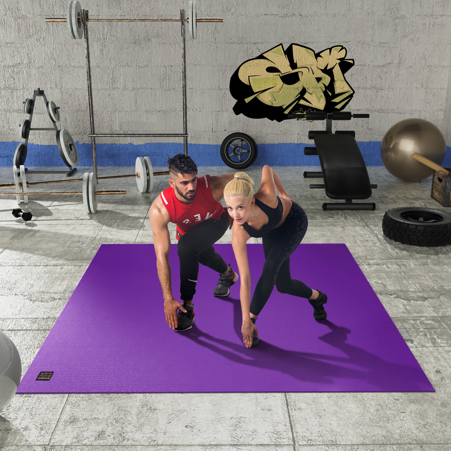 GXMMAT Large Exercise Mat 6'x8' Purple #color_purple