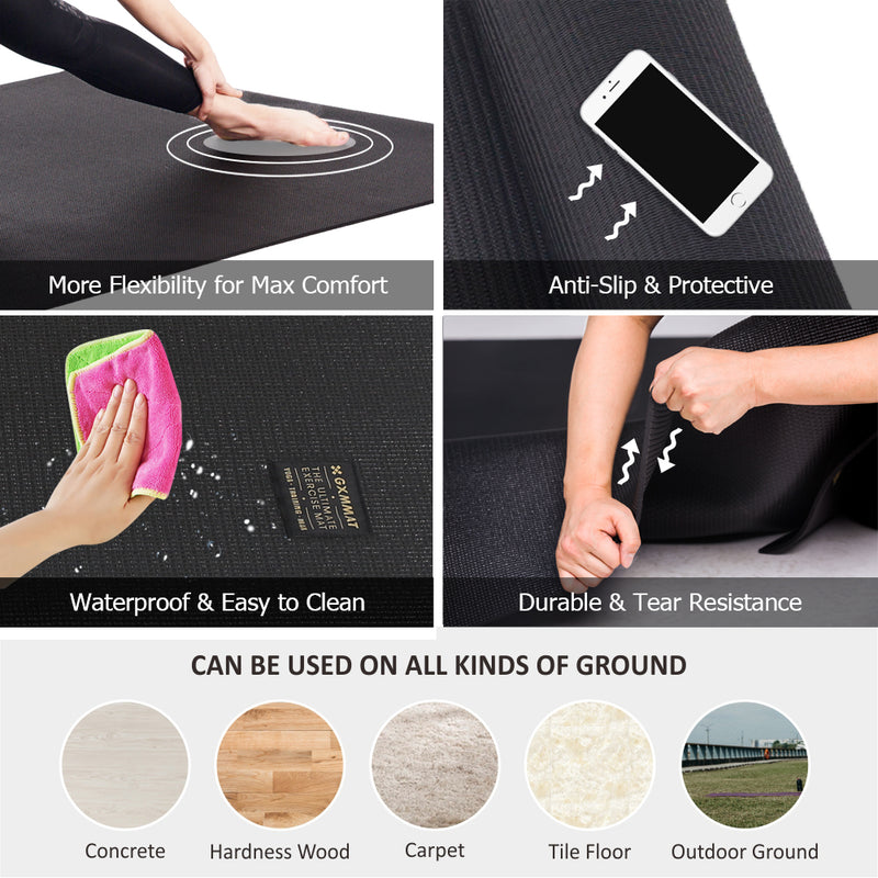 Large Yoga Mat with barefoot 7'x5'，9mm thick - GXMMAT